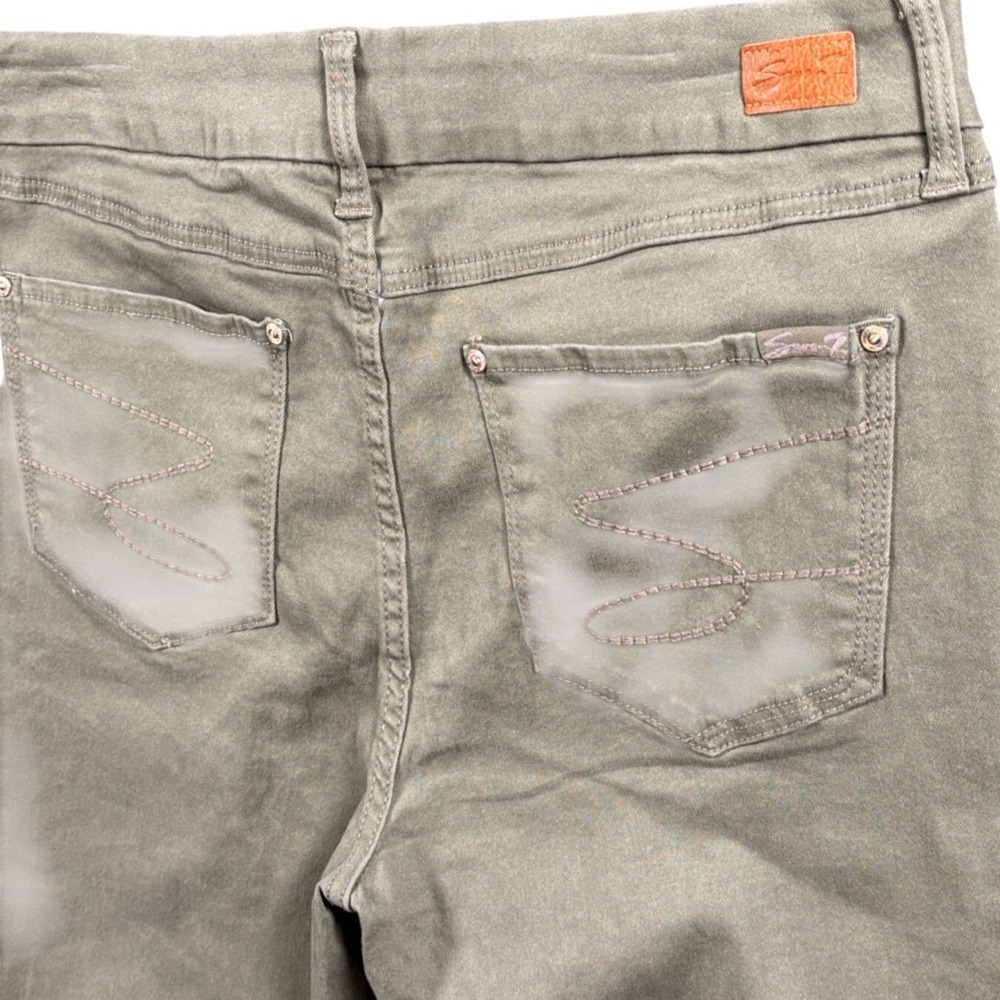 Seven7 Skinny Pants Womens 14 Green High Rise Stretch Y2K Tummyless Jeans